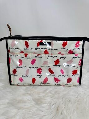 Kate Spade jumbo lipstick swatch PVC coated zip makeup case.